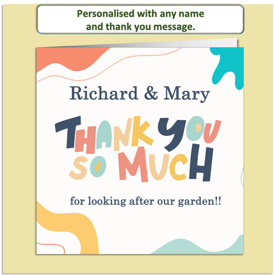 Personalised Thank You Card – Colourful Abstract Design – Custom Name & Message