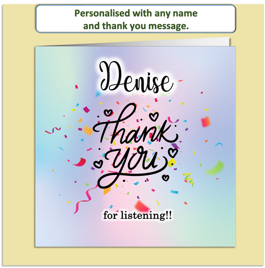 Personalised Thank You Card – Custom Name & Message – Celebration Design