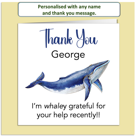 Personalised Thank You Card – Whaley Appreciate You – Custom Name & Message