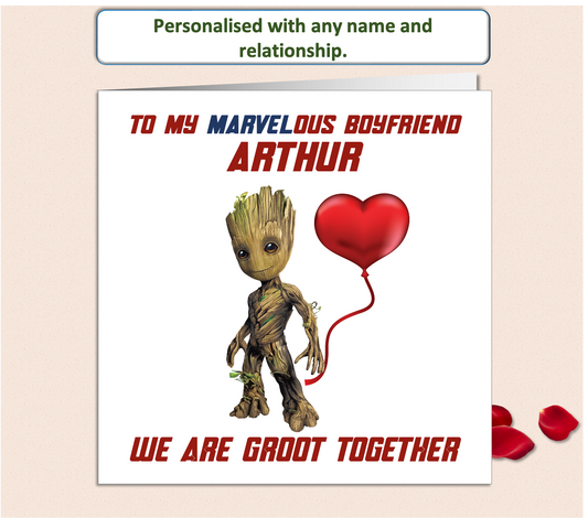 Personalised Marvel Groot Valentine Card