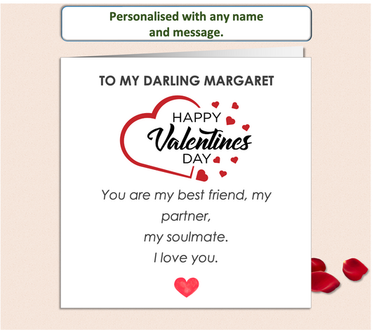 Personalised My Partner My Soulmate Valentine Card