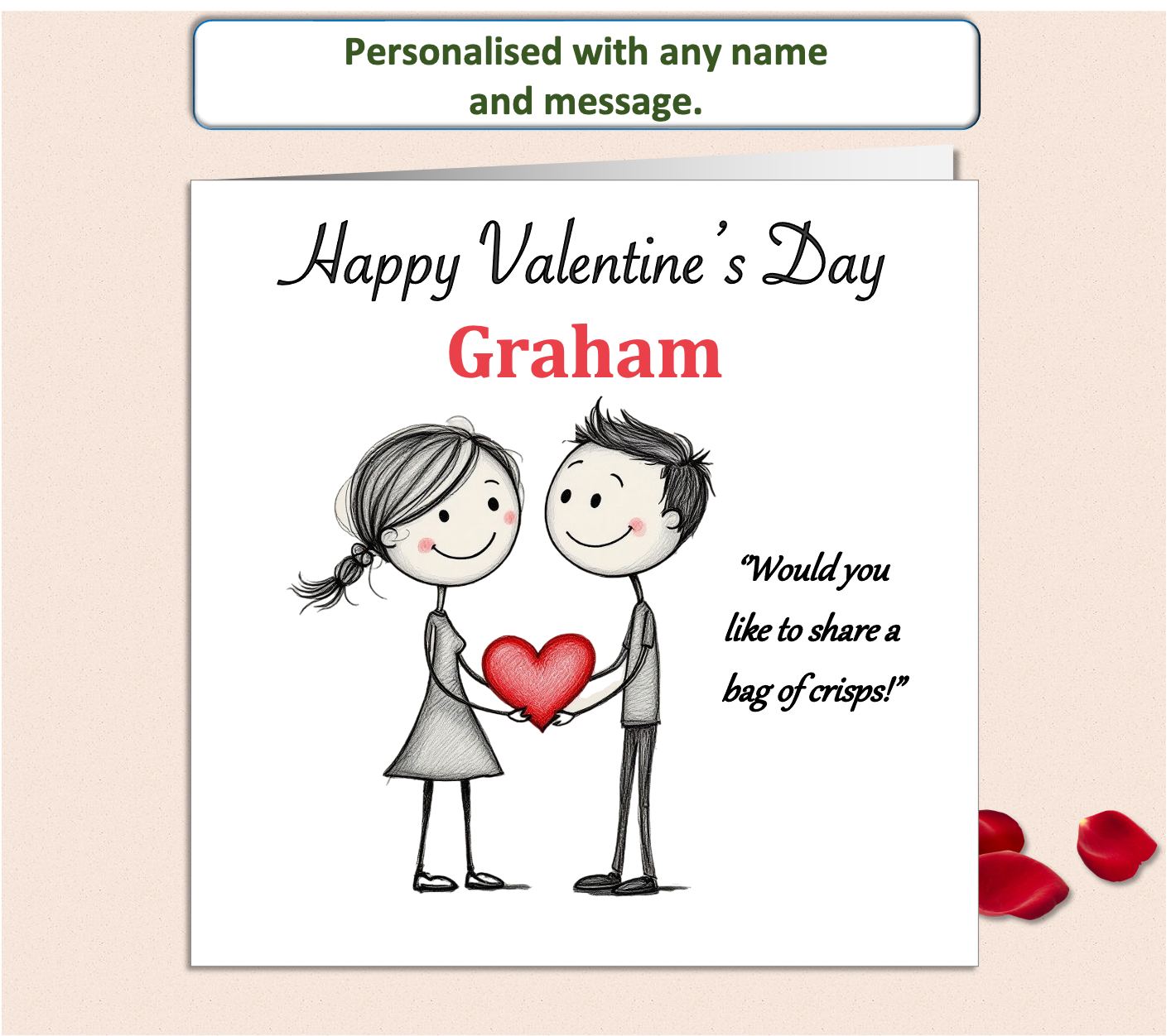 Personalised 'Mollie and Doodle' (both) Valentine Card - crisps