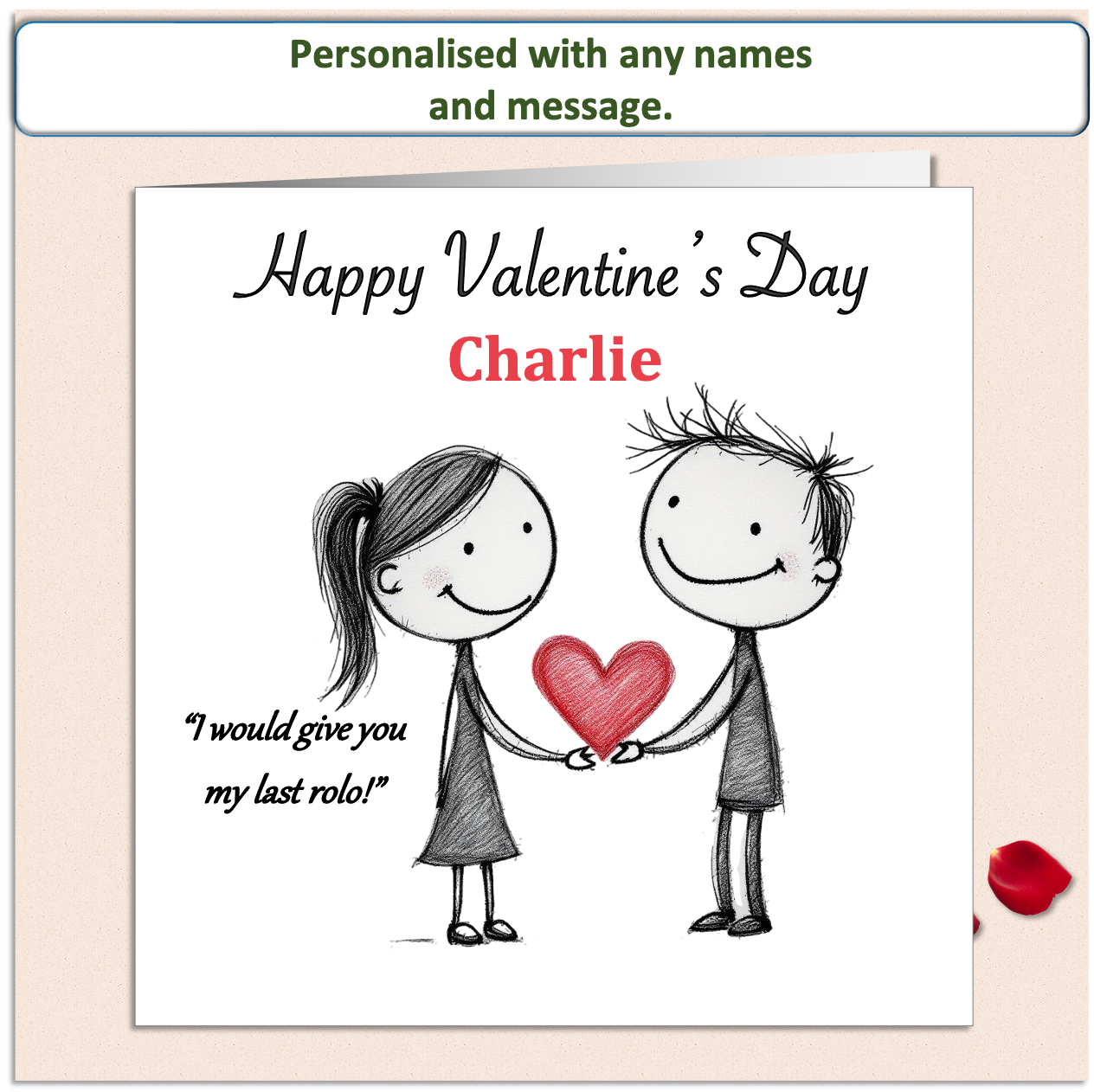 Personalised 'Mollie and Doodle' (both) Valentine Card - rolo
