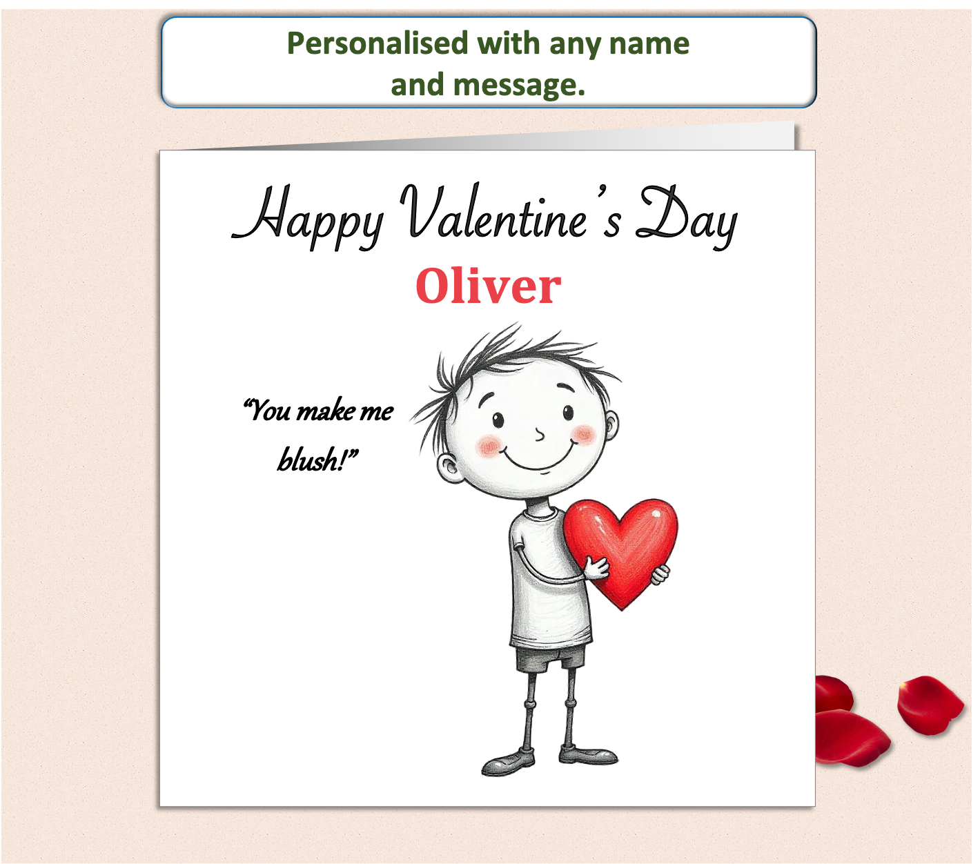 Personalised 'Mollie and Doodle' Valentine Card - blush