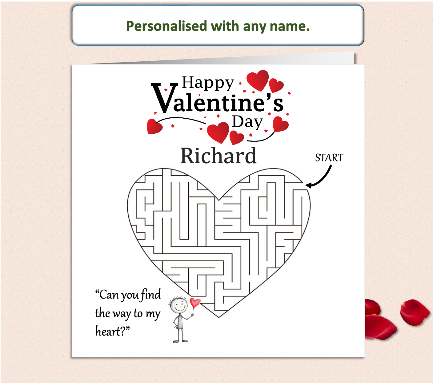 Personalised 'Mollie and Doodle' Maze Valentine Card