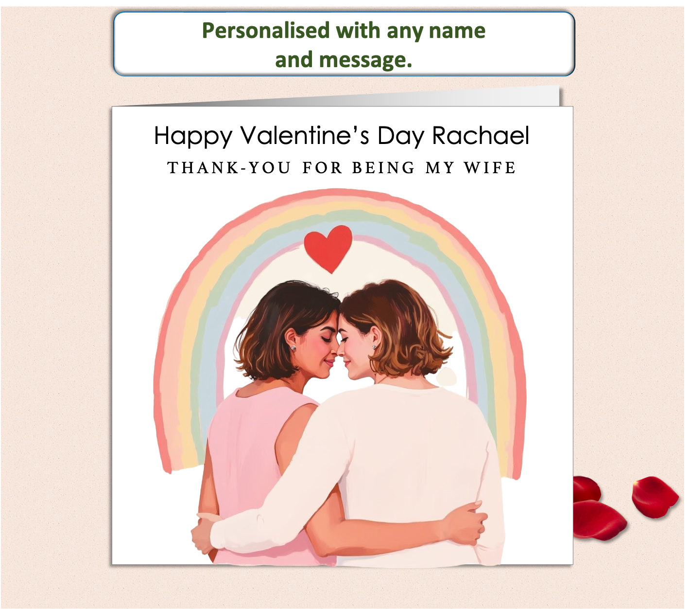 Personalised THANK YOU FOR BEING MY WIFE LGBTQ+ Valentine Card