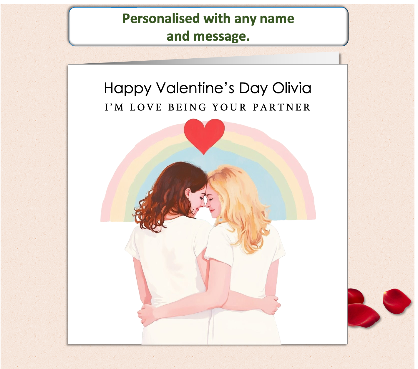 Personalised I Love Being Your Partner LGBTQ+ Valentine Card