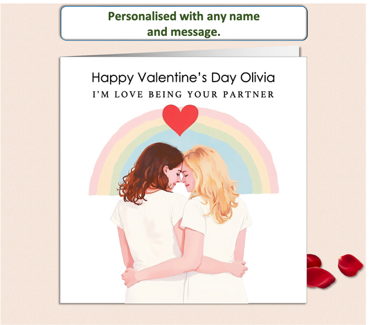 Personalised I Love Being Your Partner LGBTQ+ Valentine Card
