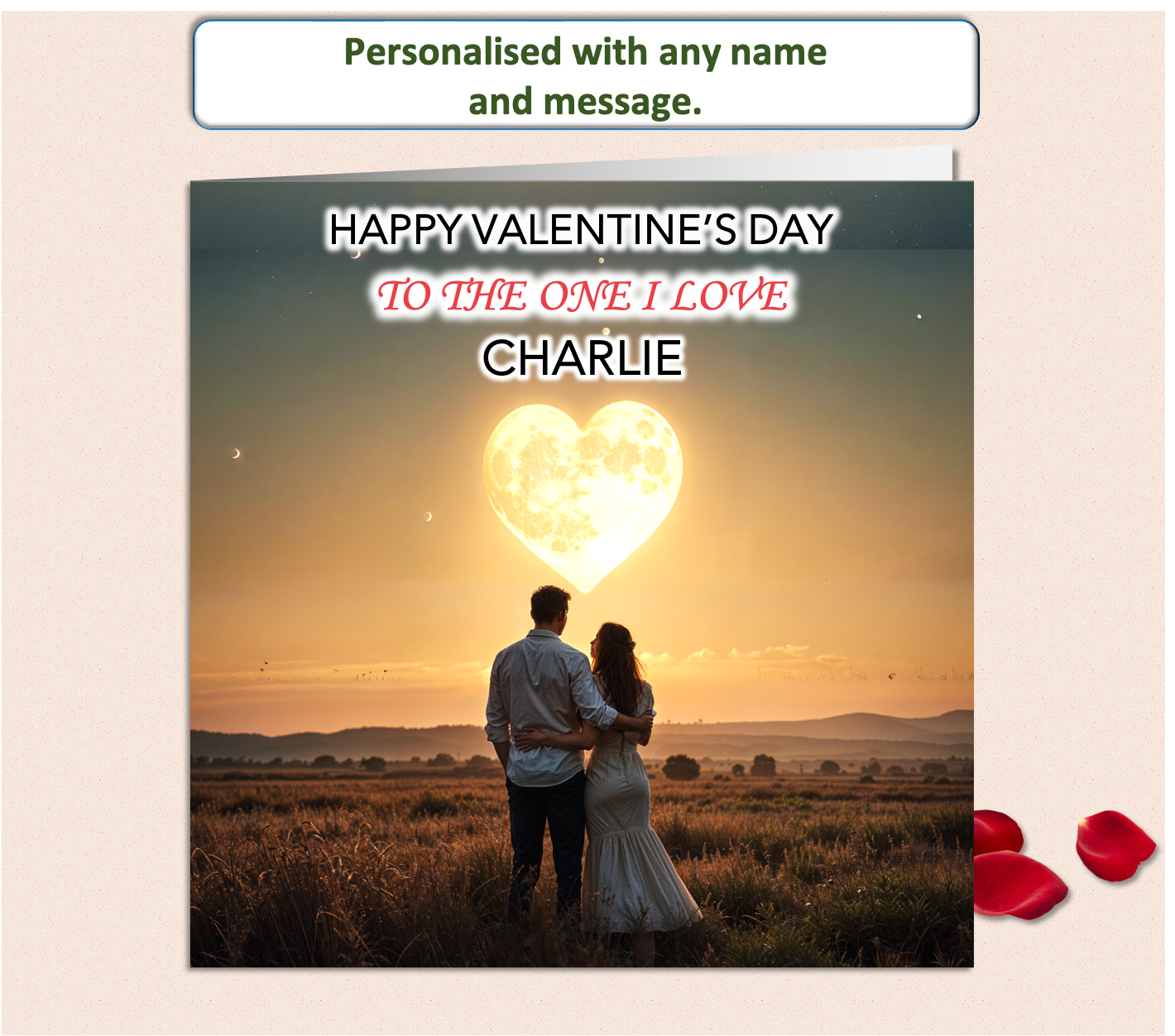 Personalised To The One I Love - Heart sun Valentine Card