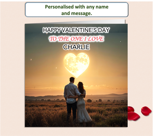Personalised To The One I Love - Heart sun Valentine Card