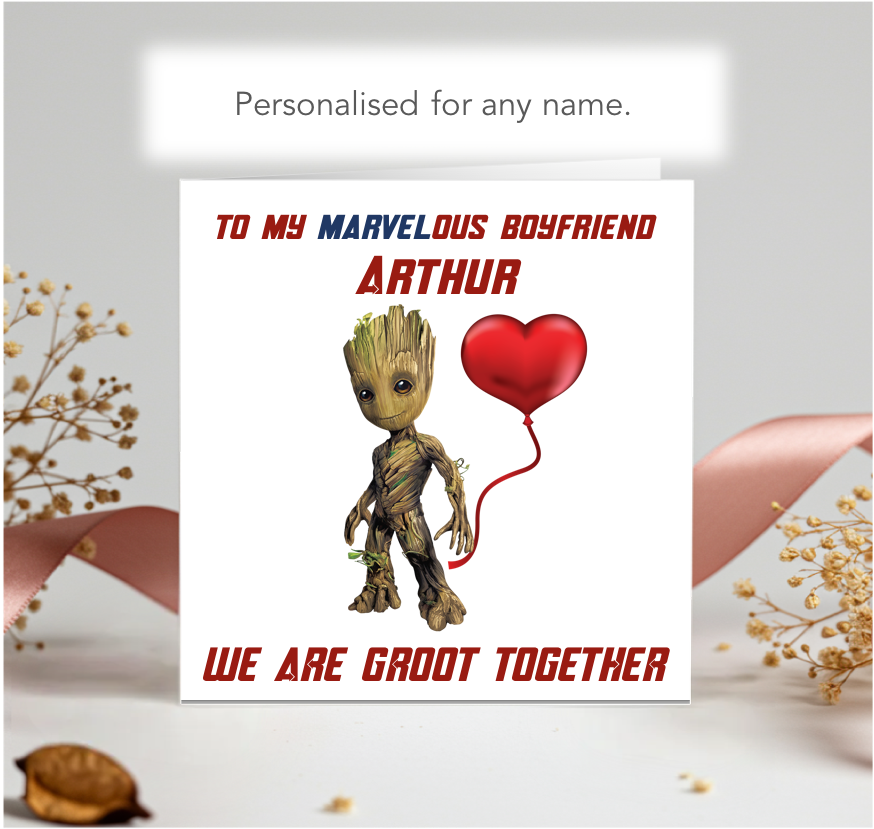 Personalised Marvel Groot Valentine Card