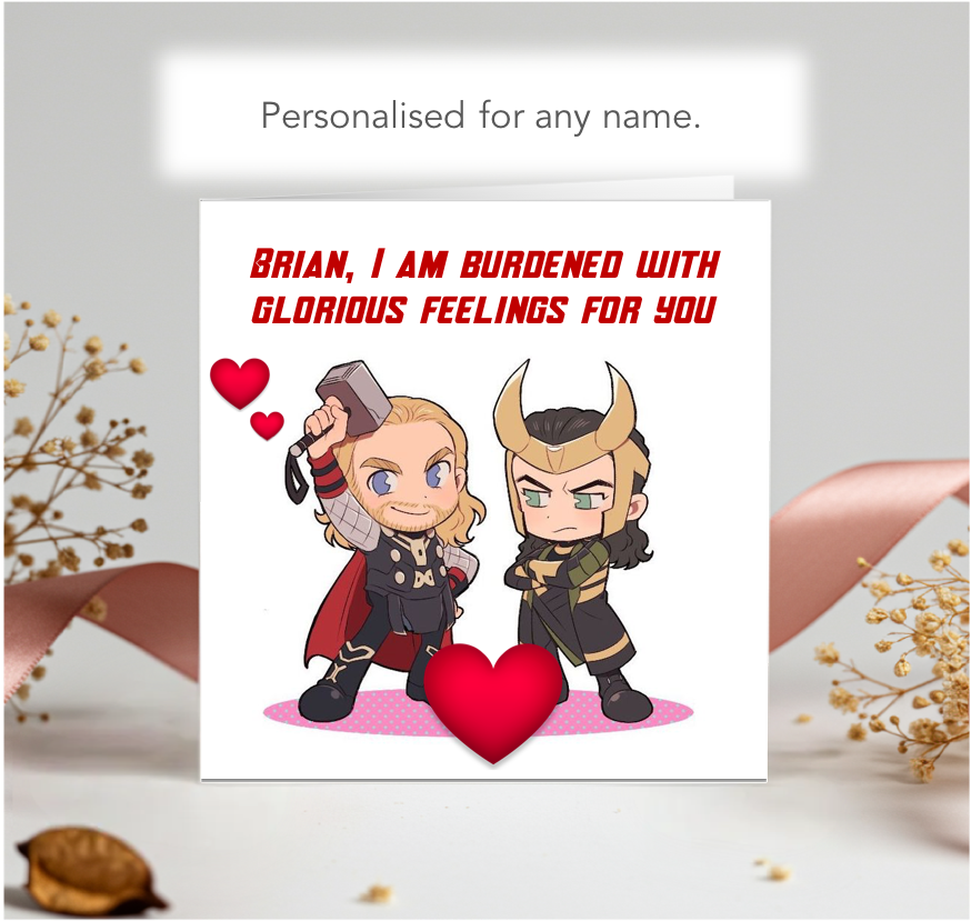 Personalised Marvel Valentine Card - burdened with glorious feelings
