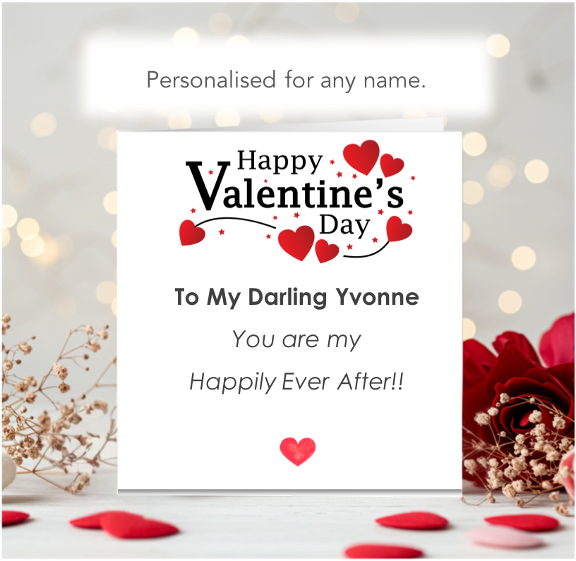 Personalised You Are My Happily Ever After Valentine Card