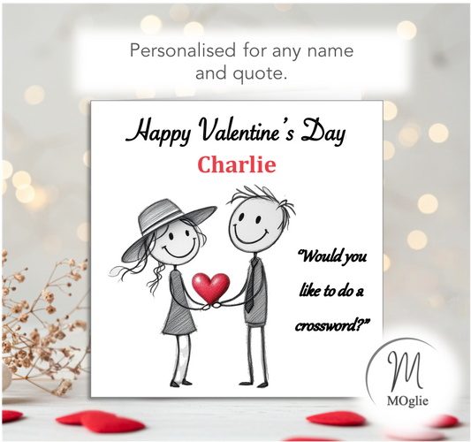 Personalised 'Mollie and Doodle' (both) Valentine Card - Do A Crossword