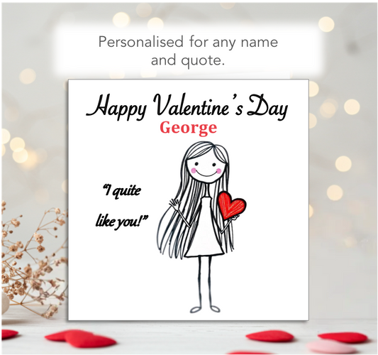 Personalised 'Mollie and Doodle' Valentine Card - quite like you