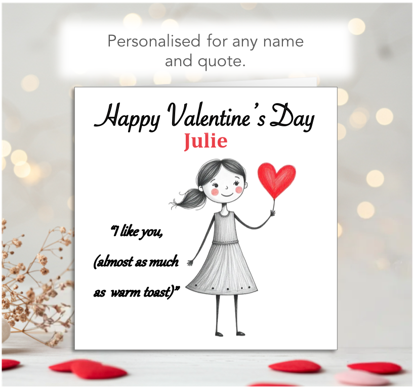Personalised 'Mollie and Doodle' Valentine Card - like warm toast