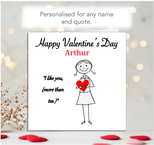 Personalised 'Mollie and Doodle' Valentine Card - more than tea