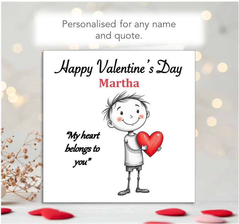 Personalised 'Mollie and Doodle' Valentine Card - blush