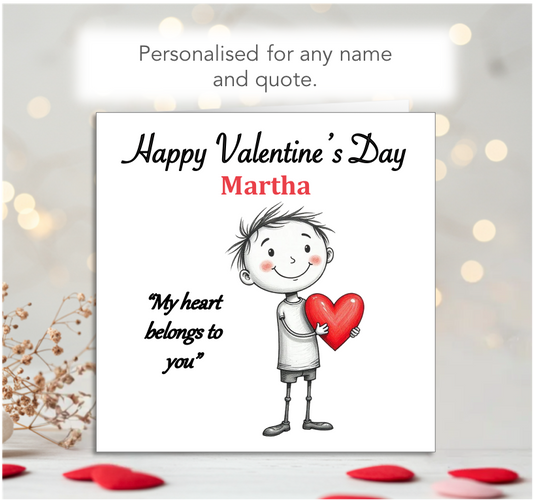 Personalised 'Mollie and Doodle' Valentine Card - blush