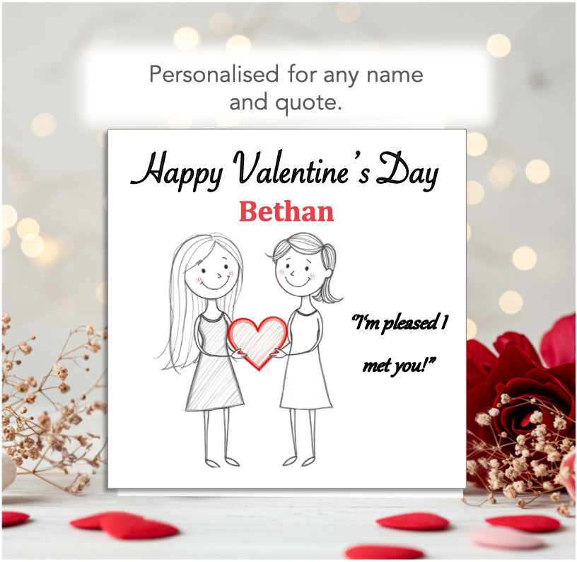 Personalised 'Mollie and Doodle' LGBTQ+ Female Valentine Card - heart