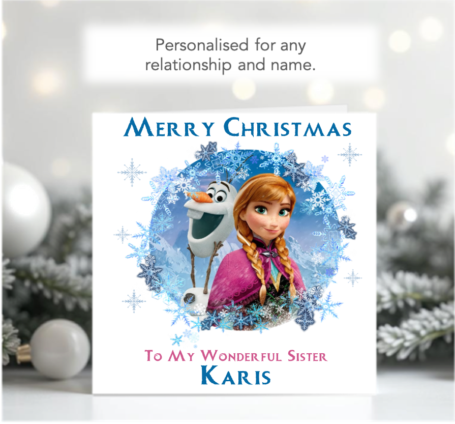 Personalised Frozen Anna & OLAF Christmas Card