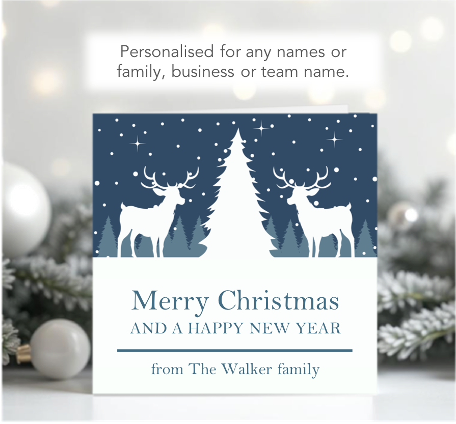 Personalised Christmas Xmas card with any family name, club, work or business