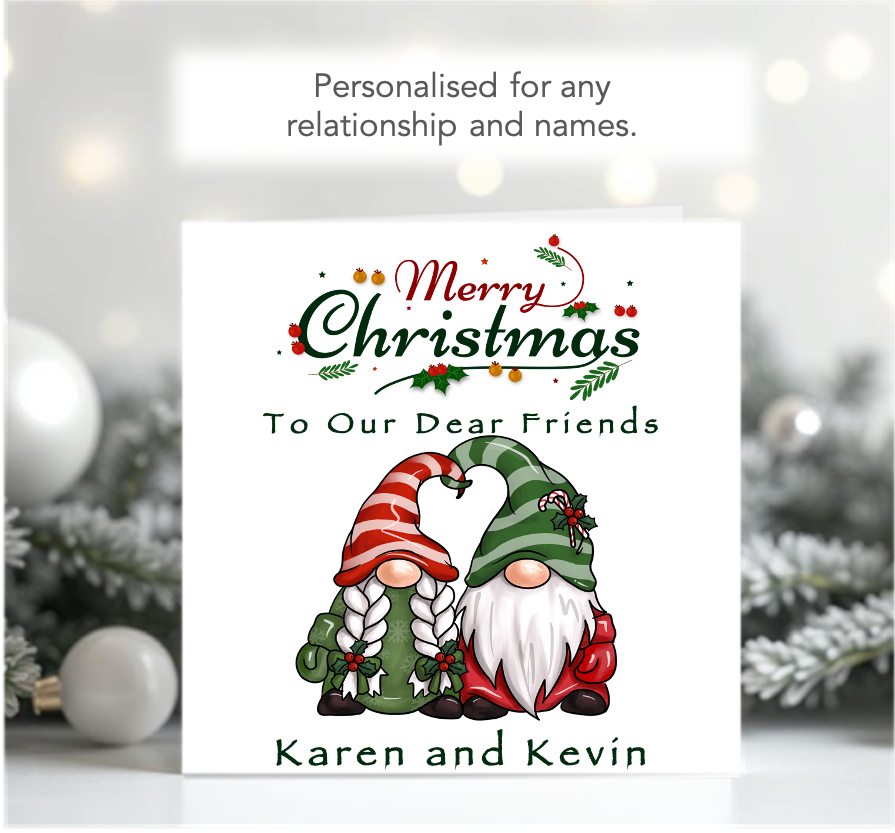 Personalised Gonks Christmas Card for Couple