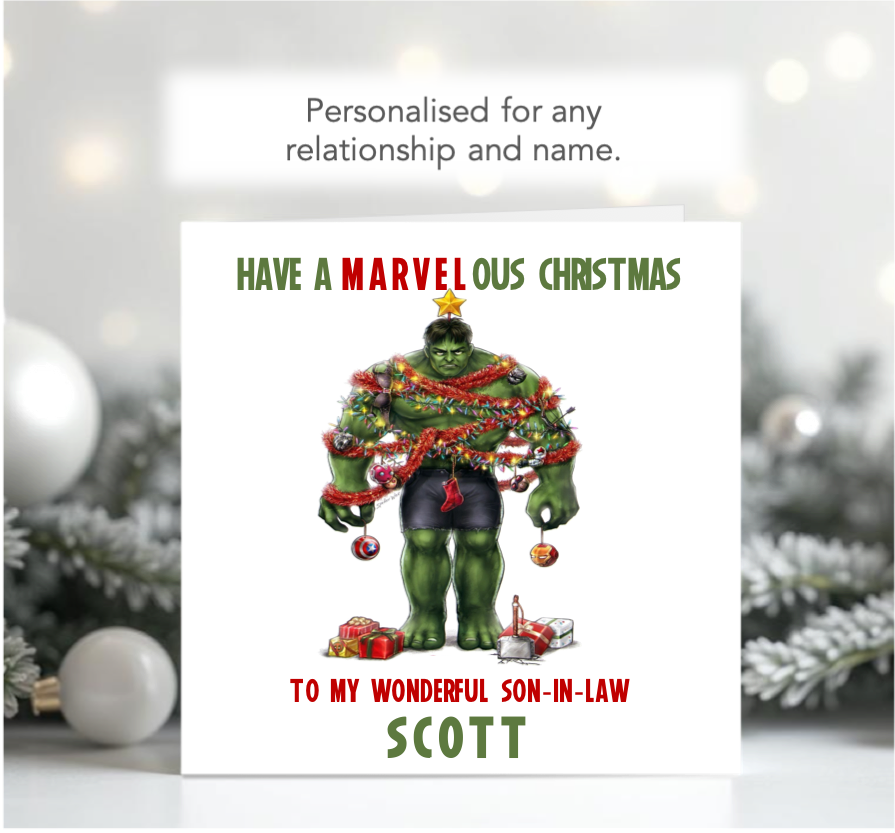 Personalised Marvel Incredible Hulk Christmas Xmas Card
