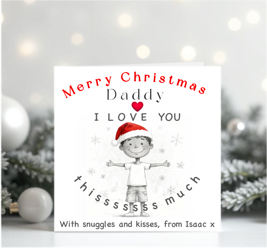 Personalised Christmas I Love You This Much Daddy Card from boy - 1