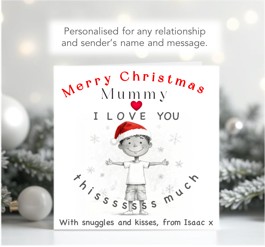 Personalised Christmas I Love You This Much Mummy Card from boy - 1