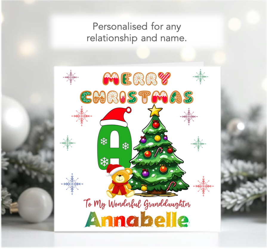 Personalised Christmas Card for Baby Young child - LETTER