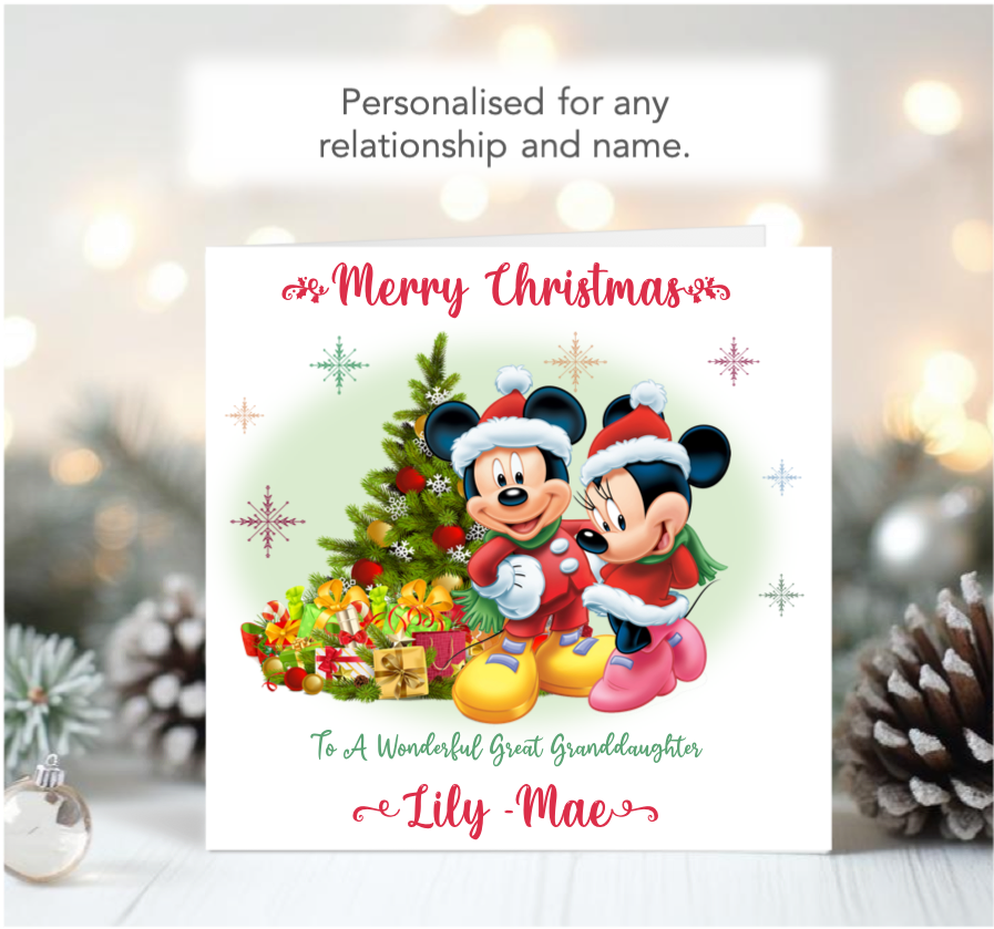 Personalised Mickey and Minnie Mouse Couple's Christmas Card