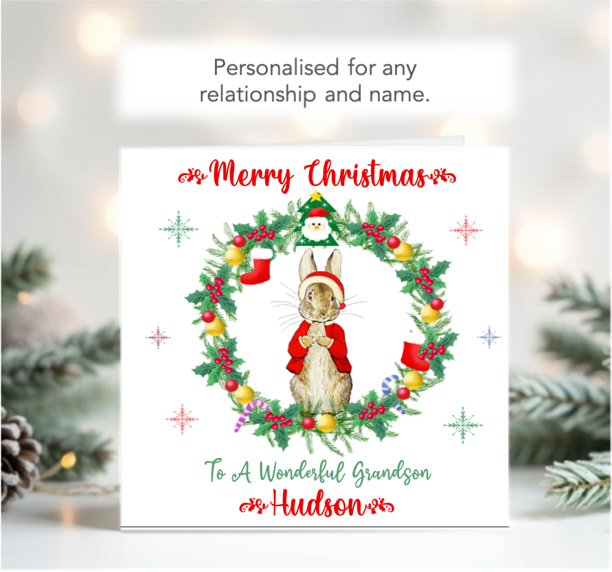 Personalised Peter Rabbit Christmas Card