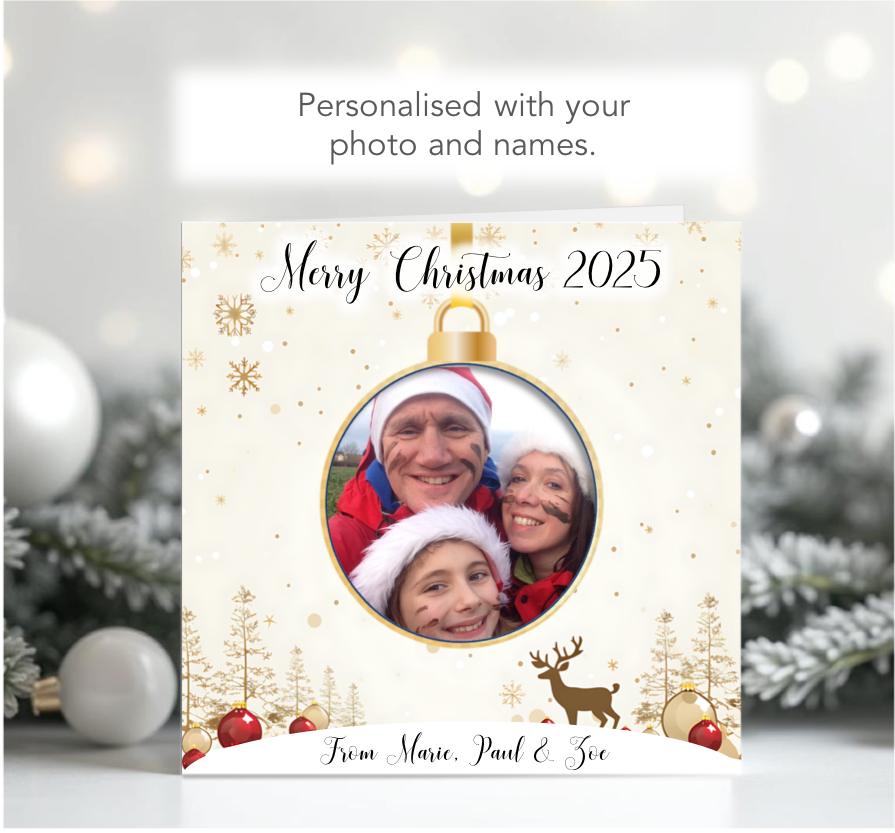 Personalised Christmas Xmas Family card with family photo