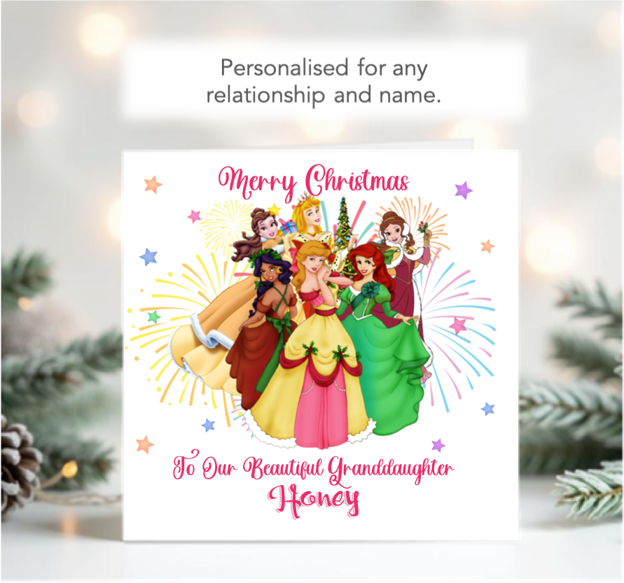 Personalised Girls Princess Christmas Card