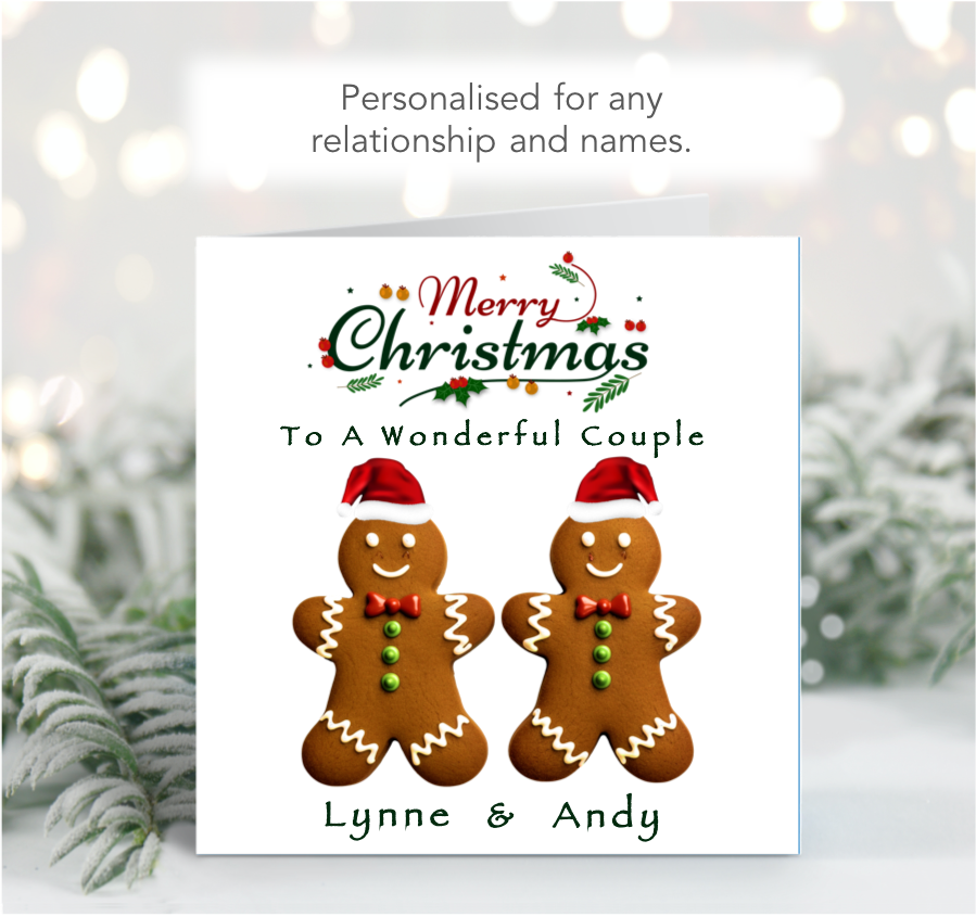 Personalised Gingerbread Christmas Card - Perfect for Couples