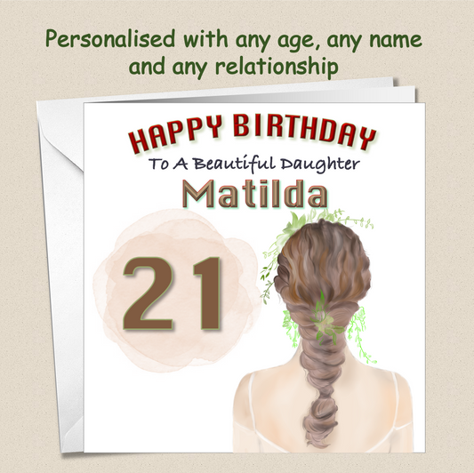 Personalised Female Young Lady Girl Birthday Card - back