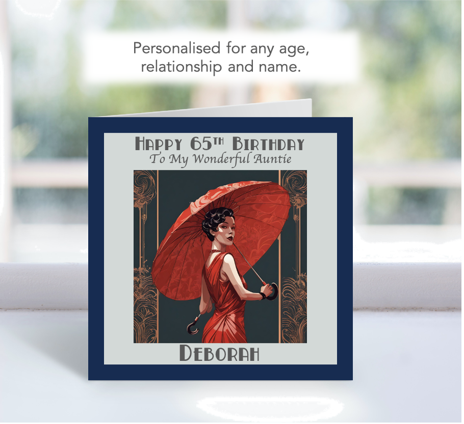 Personalised Retro style 50th 60th 70th 80th Art Deco Birthday Card