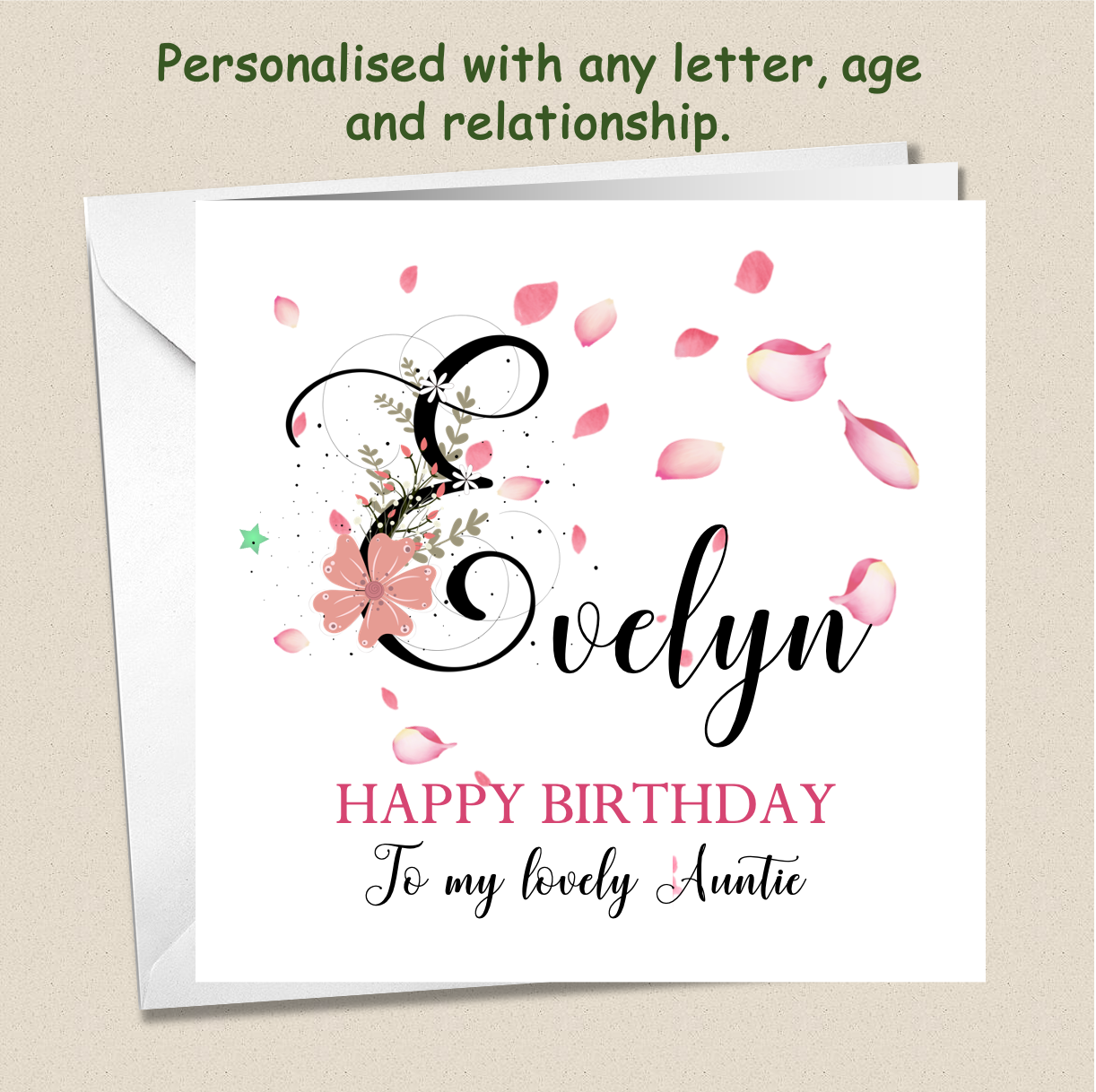 Personalised Female Birthday Card - Butterfly Letter - For Her