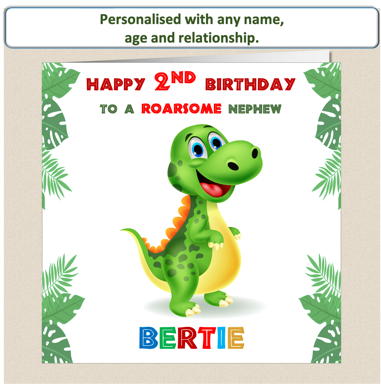 Personalised ROARSOME Dinosaur Birthday Card - DINO1