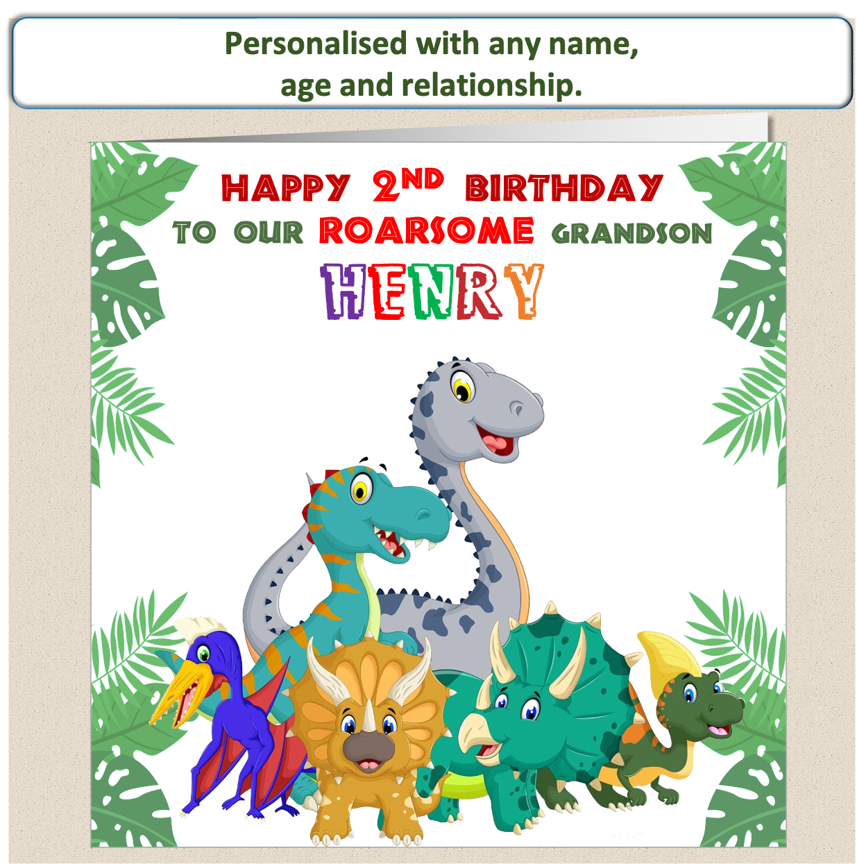 Personalised ROARSOME Dinosaur Birthday Card - DINO5