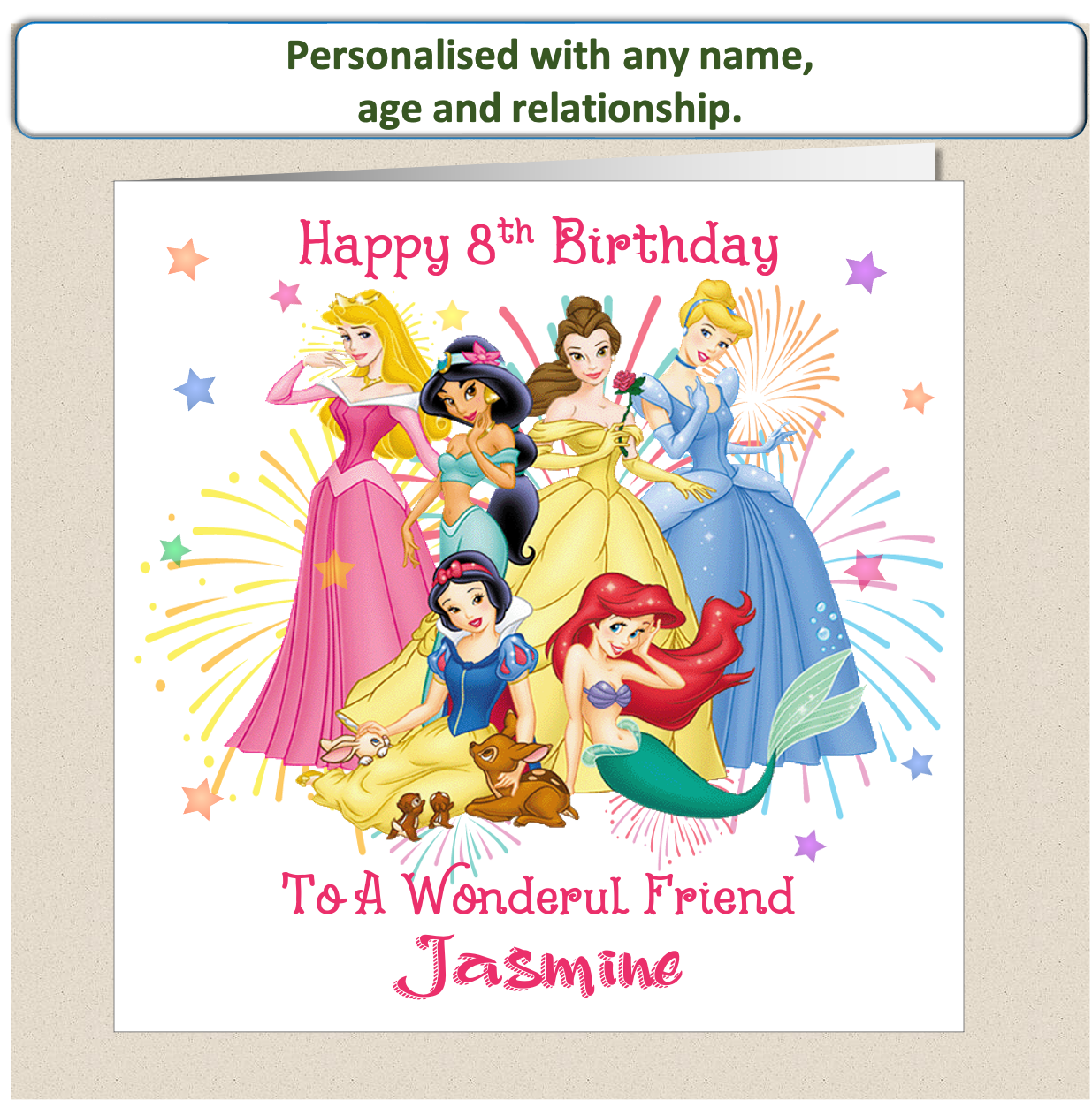 Personalised Princess Girls Birthday Card - Prin1