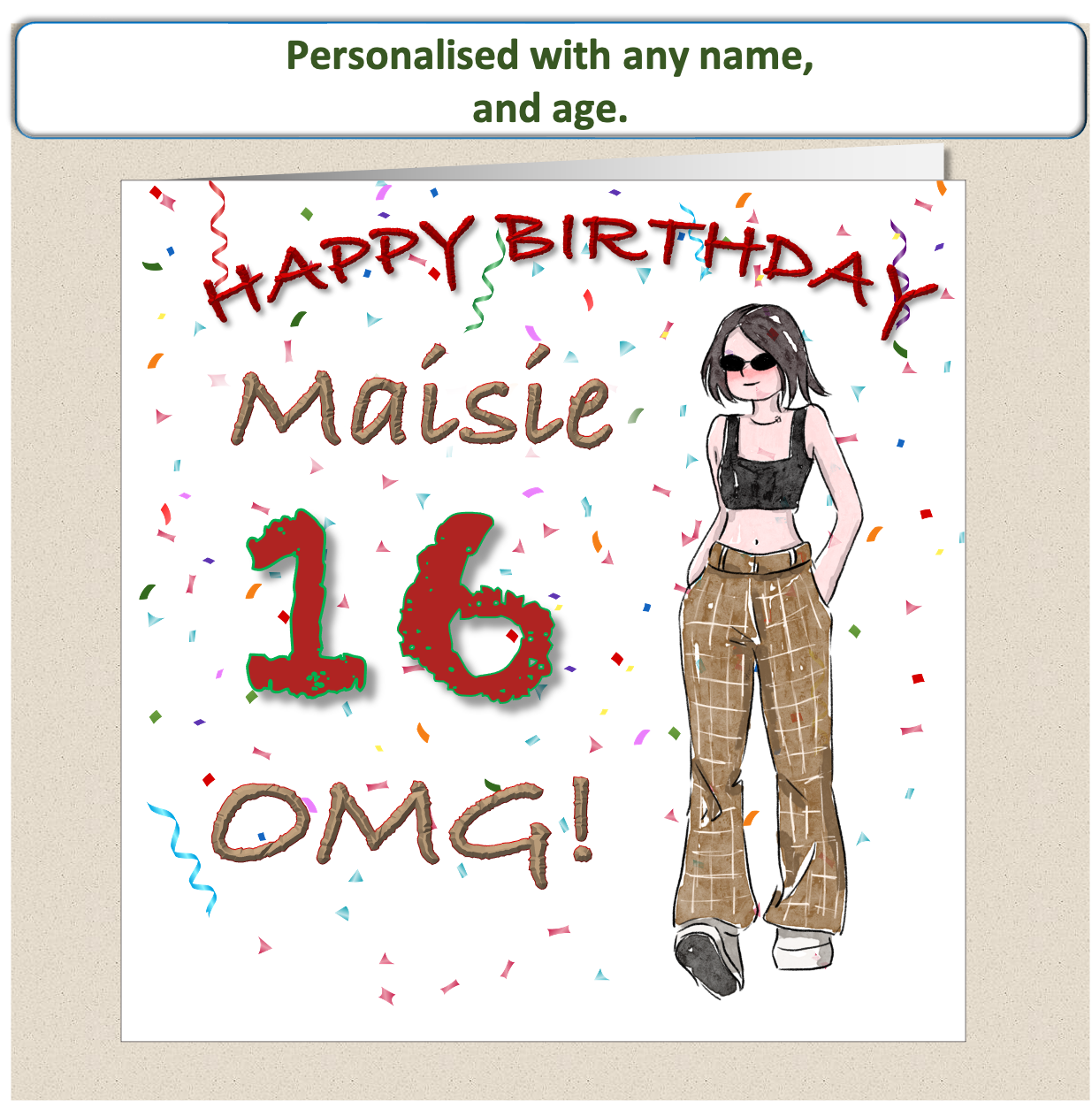 Personalised Teenage Girl Birthday Card - OMG
