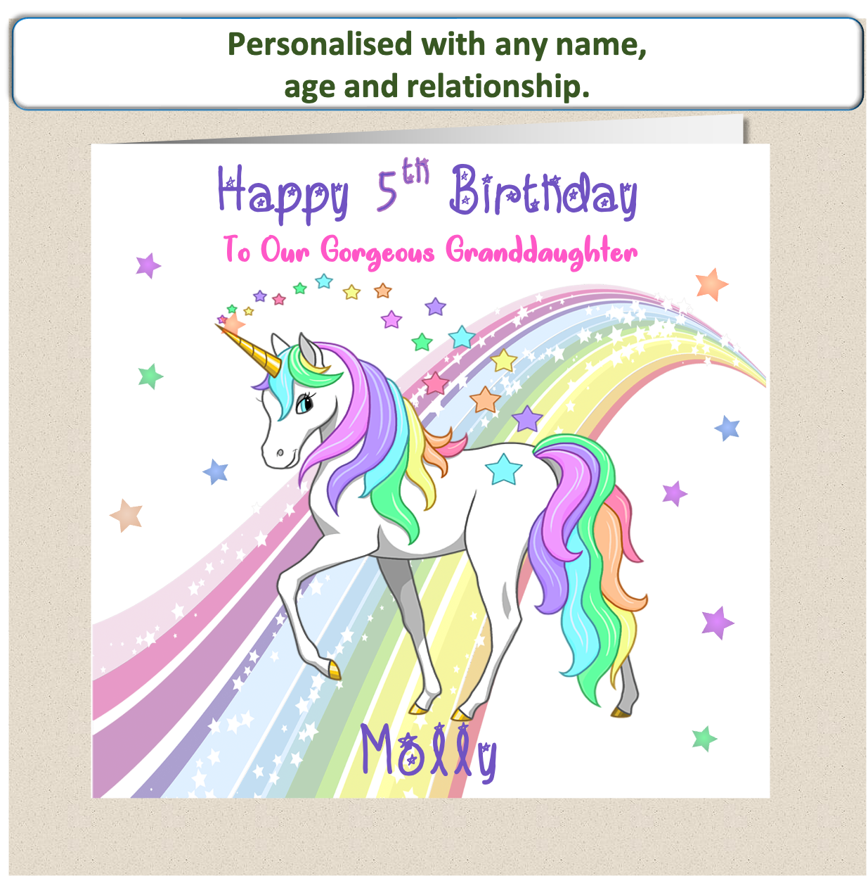 Personalised Unicorn Birthday Card - Uni 1