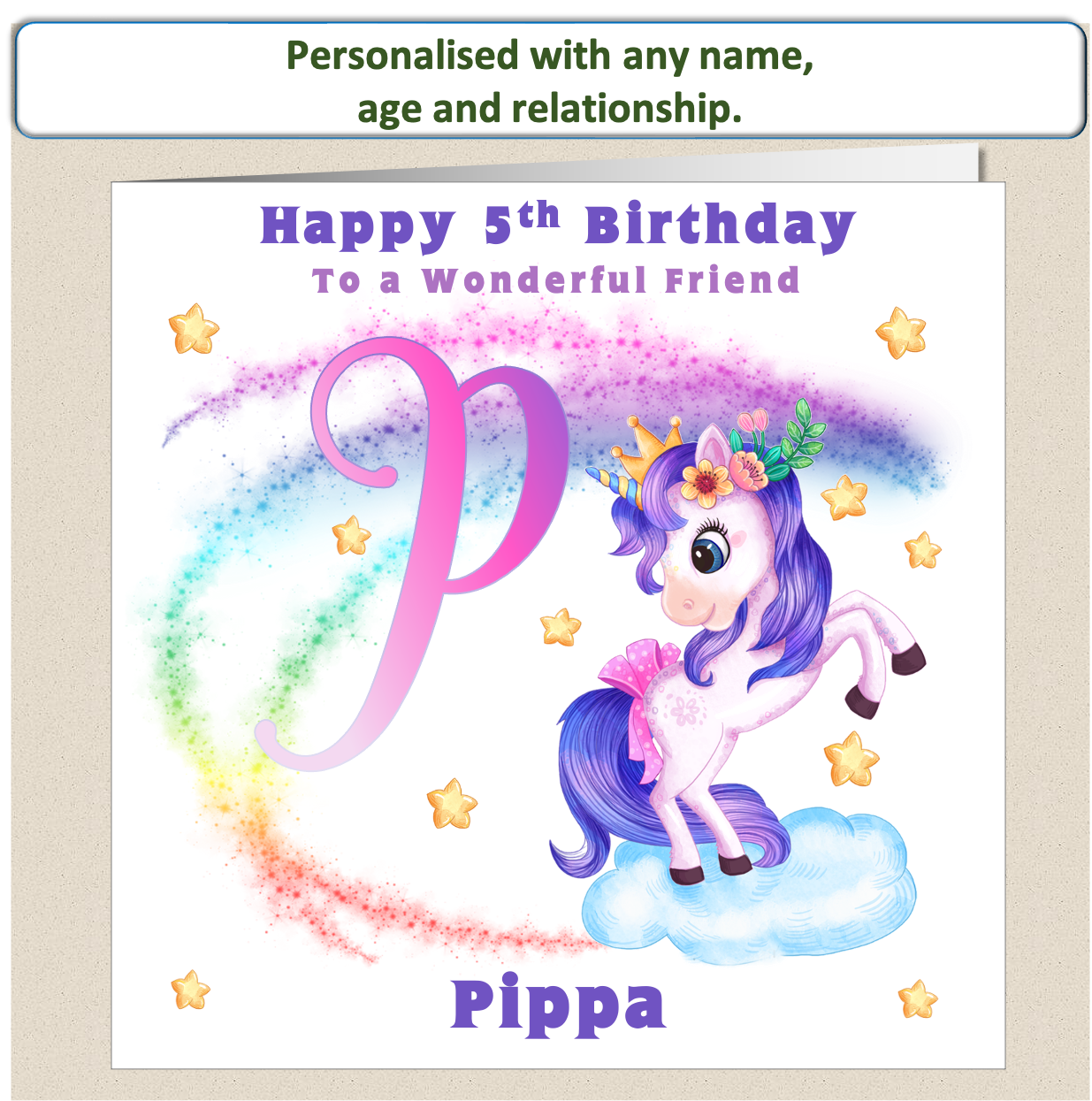 Personalised Unicorn Birthday Card - Uni 2