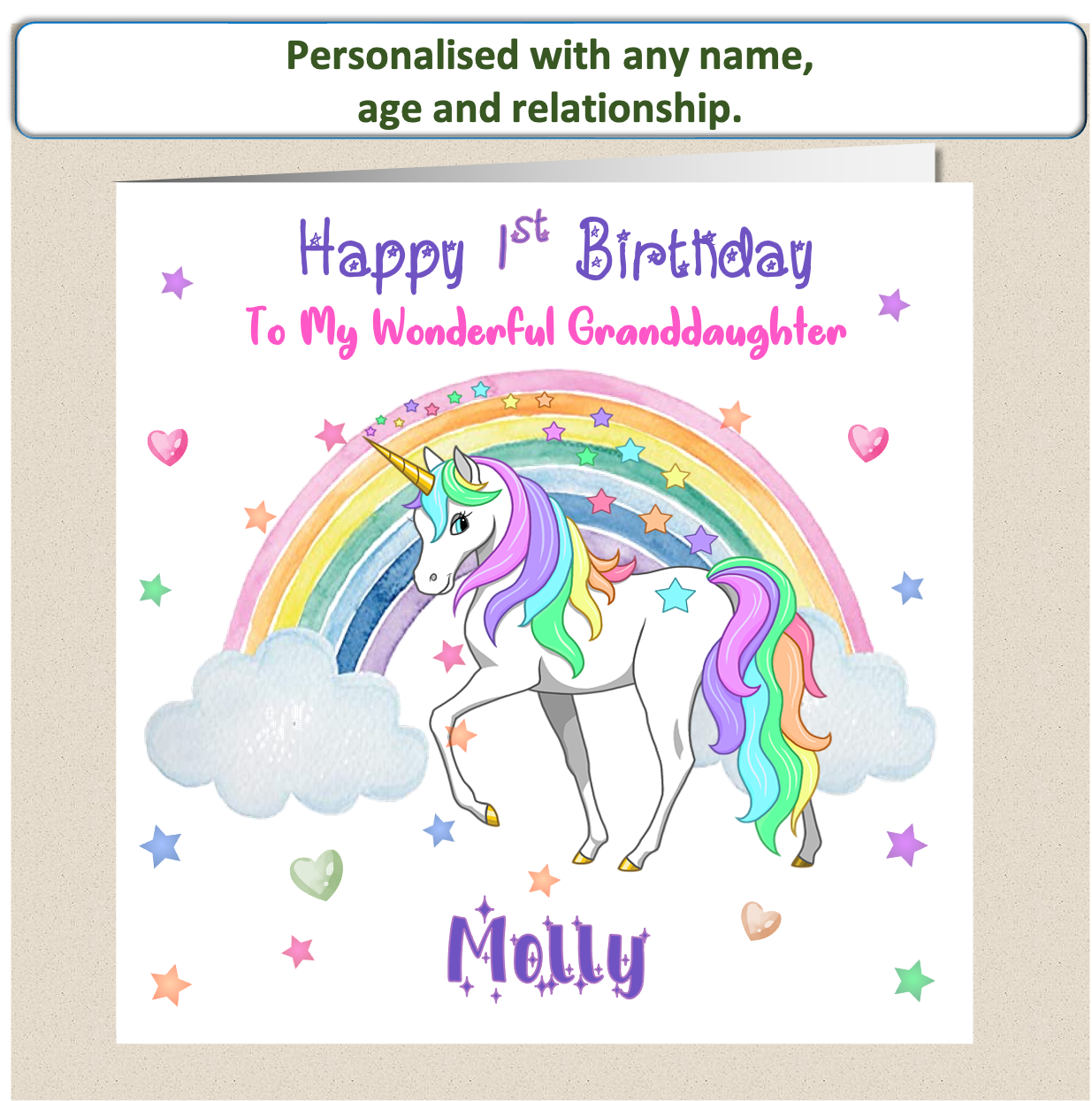 Personalised Unicorn Birthday Card - Uni 3