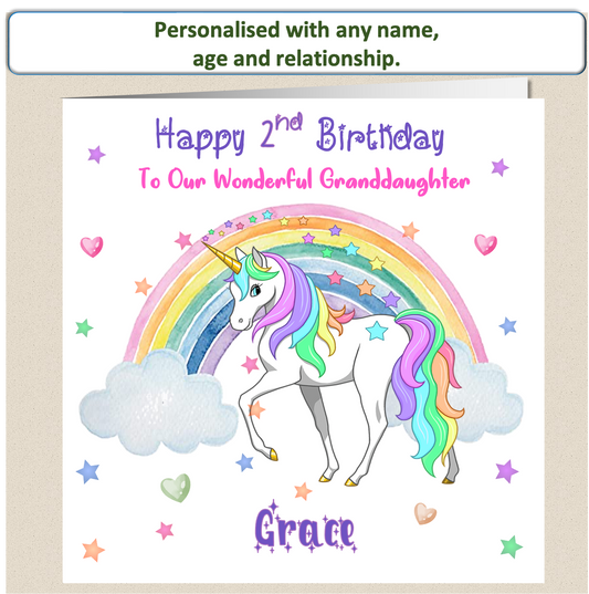 Personalised Unicorn Birthday Card - Uni 3