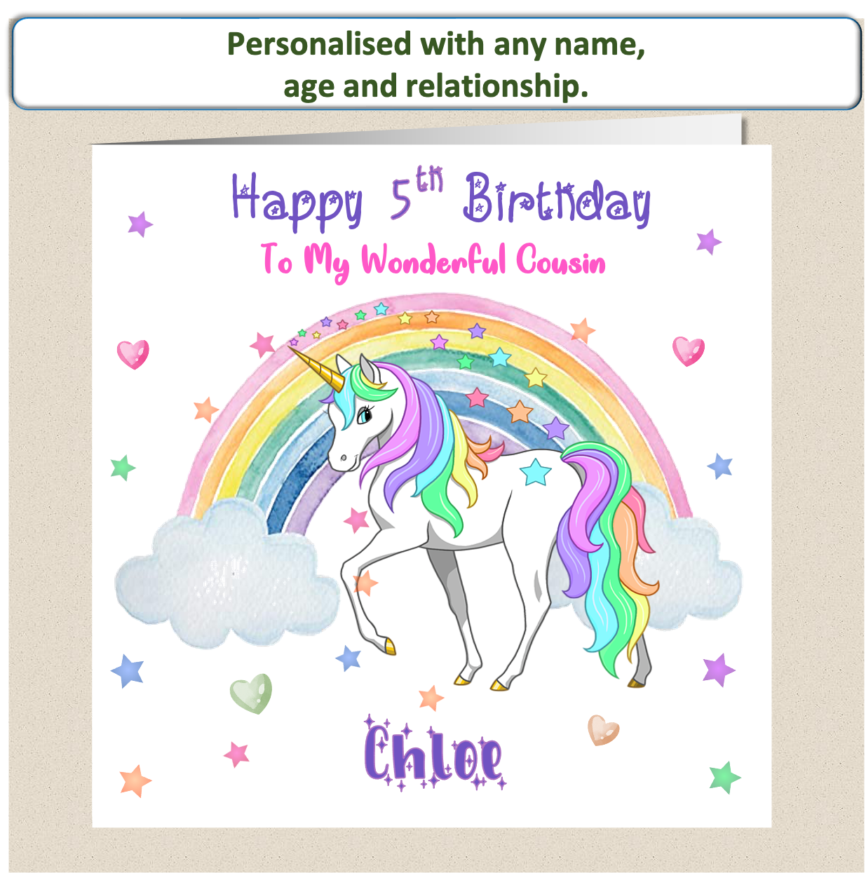 Personalised Unicorn Birthday Card - Uni 3