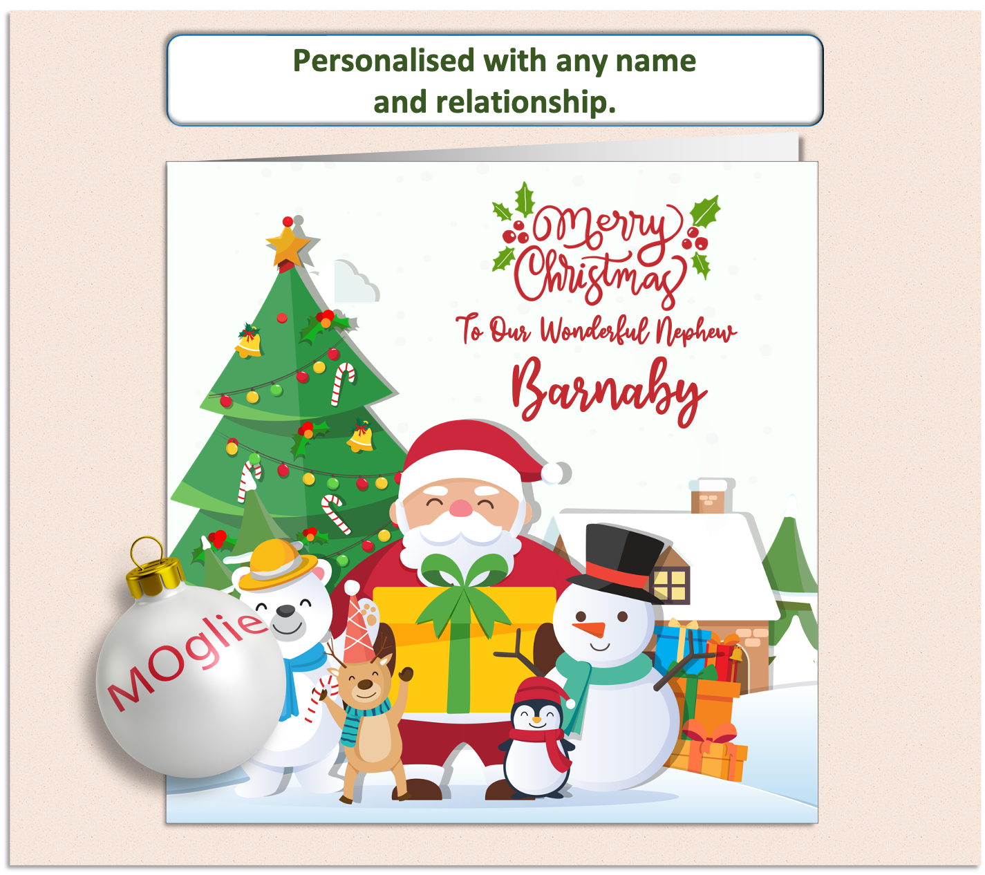 Personalised Santa Snowman Xmas Christmas Card - GEN1