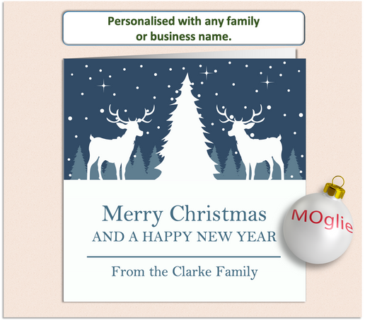 Personalised Christmas Xmas card with any family name, club, work or business